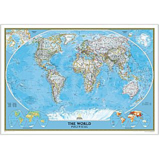 World Classic Political Wall Map 69" X 48"